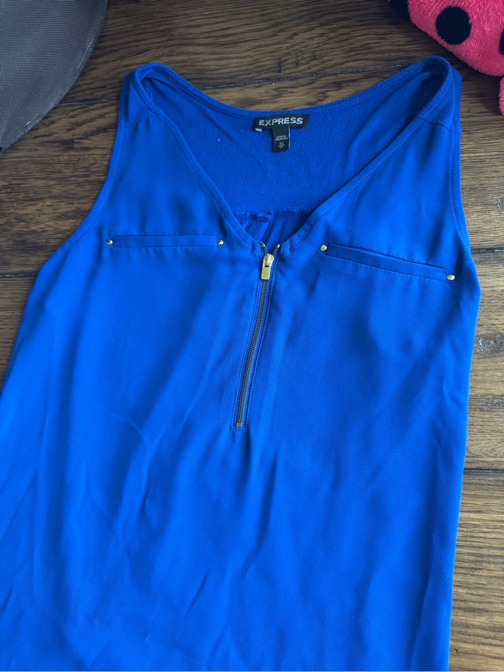 Express Women’s Royal Blue Sleeveless Zip-Front Top